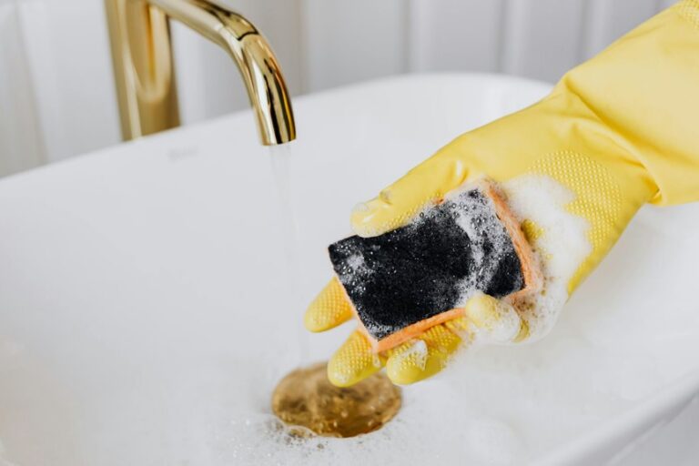 scrub sink thoroughly after vomiting